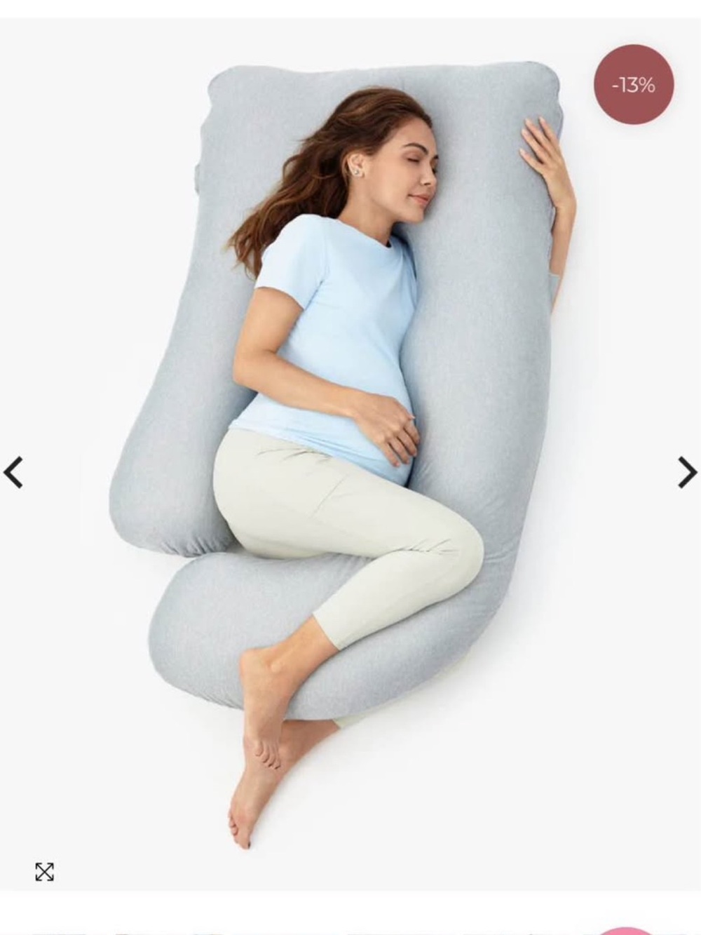 Full-Body Pregnancy Support Pillow – Light Gray